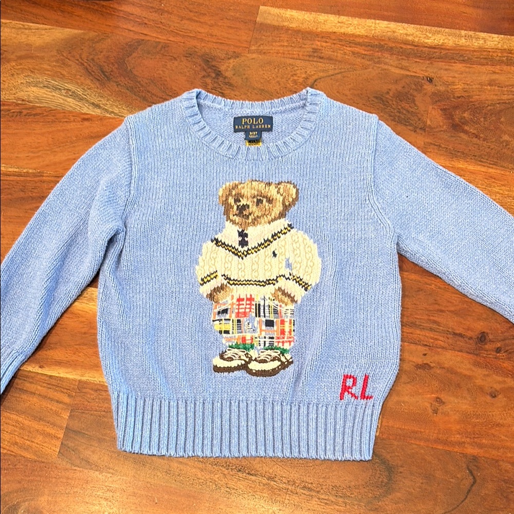 Polo by Ralph Lauren Blue Sweater with Bear Design